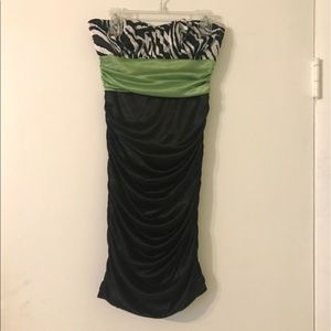 MACY'S Bodycon Dress (Green, Black, & Zebra Print)